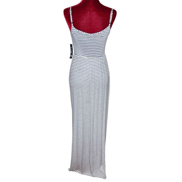 As U Wish Tank Maxi Dress Striped Jersey Knit Heather Cream Blue Small NWT - Picture 4 of 11